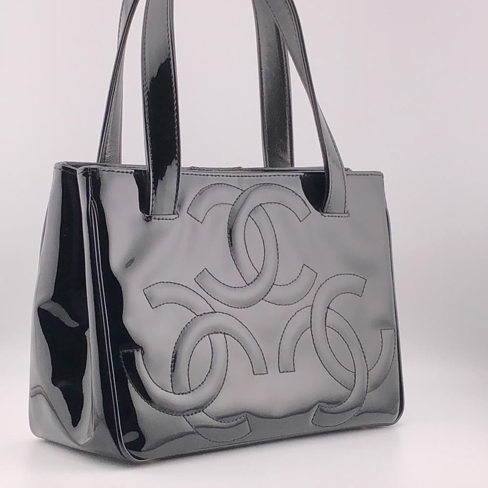 Chanel Black Small Tote Patent Leather Handbag By Karl Lagerfeld - Picture 9 of 17